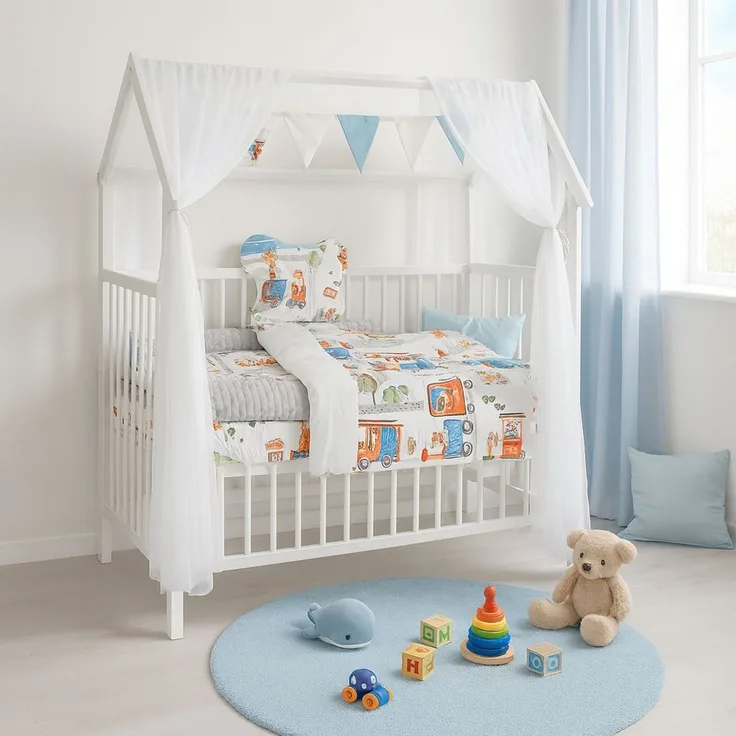 Hausbett 120x60 – Komplettset mit Matratze & Tierzug-Bettwäsche