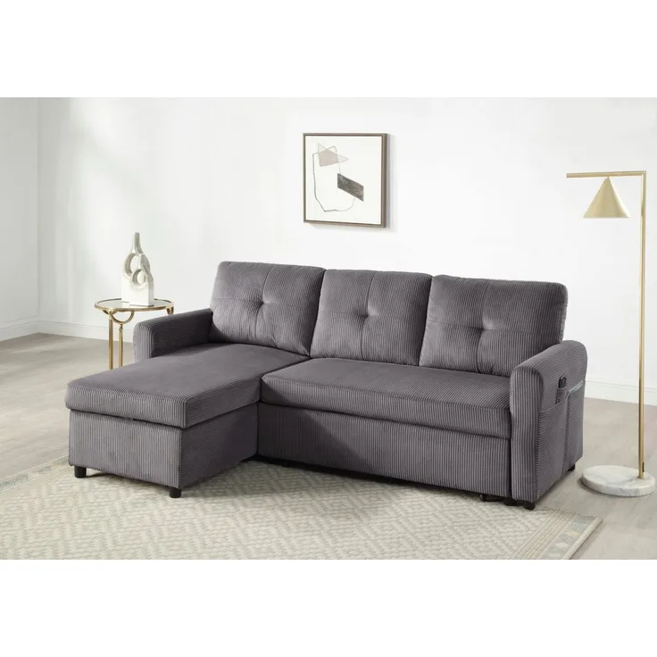 ATLANTIC home collection Ecksofa Gustavo L-Form, mit Schlaffunktion, Stauraum & seitlichen Taschen
