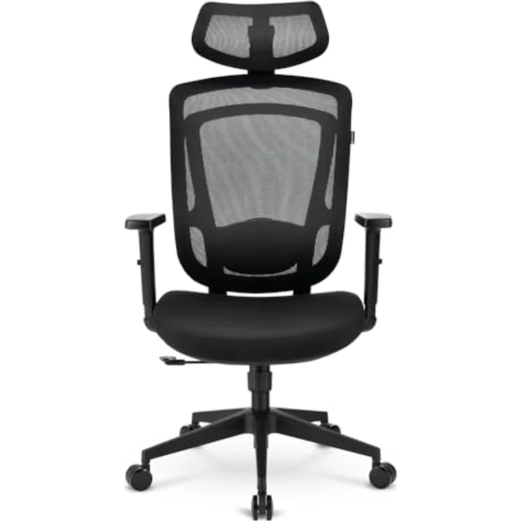 Sharkoon OfficePal C10, Ergonomischer Bürostuhl mit Netz-Rückenlehne, verstellbaren Armlehnen und integrierter Kopf- und Lordosenstützung, belastbar bis 110 kg – Bild 2