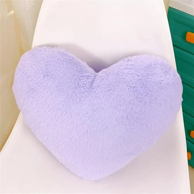 Herzkissen Dekokissen Zierkissen 46x36 cm Herz Kissen Kinderzimmer Decor Herzform Dekokissen Kopfkissen Kissen Zierkissen, Plüsch Kinderkissen für Kinderzimmer Sofa Dekoration (lila) – Bild 2