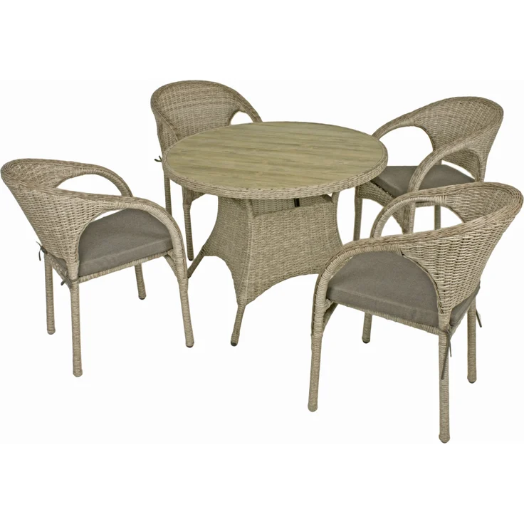 Garten-Sitzgruppe OSLO 5-tlg. - Kunststoff, Ingwerbraun | Gartenmöbel-Set Gartengarnitur Garten-Essgruppe mit Stühlen und Esstisch – Bild 1