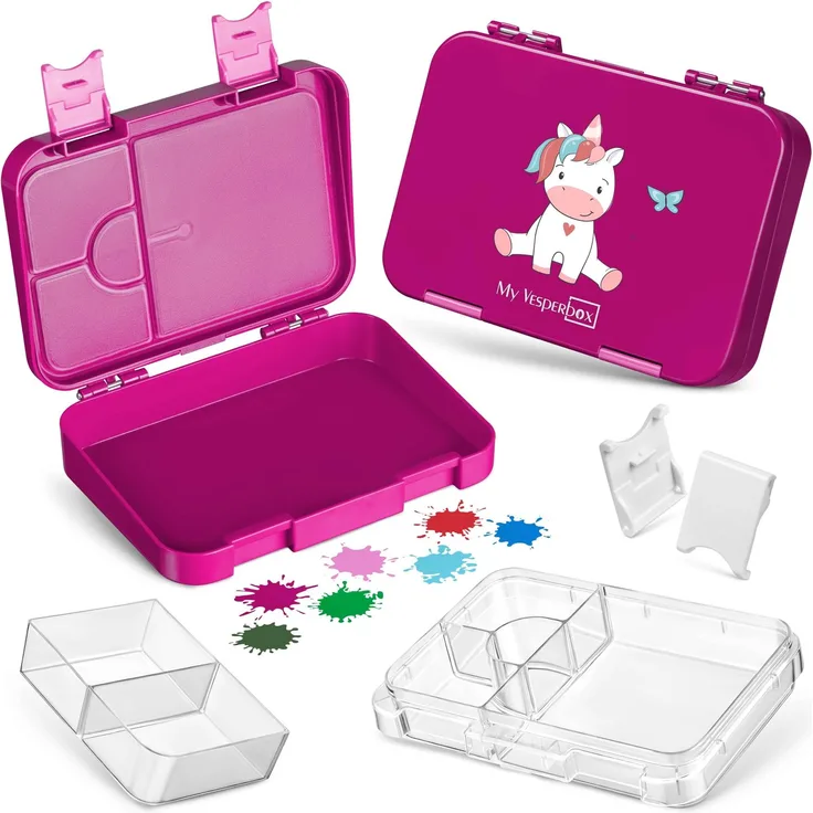 My Vesperbox® Brotdose für Kinder mit Fächern [LEN] - Lunchbox mit Trennfächern - Bento Box - Jausenbox - Brotzeitbox für Schule & Kindergarten - Vesperdose für Jungen & Mädchen