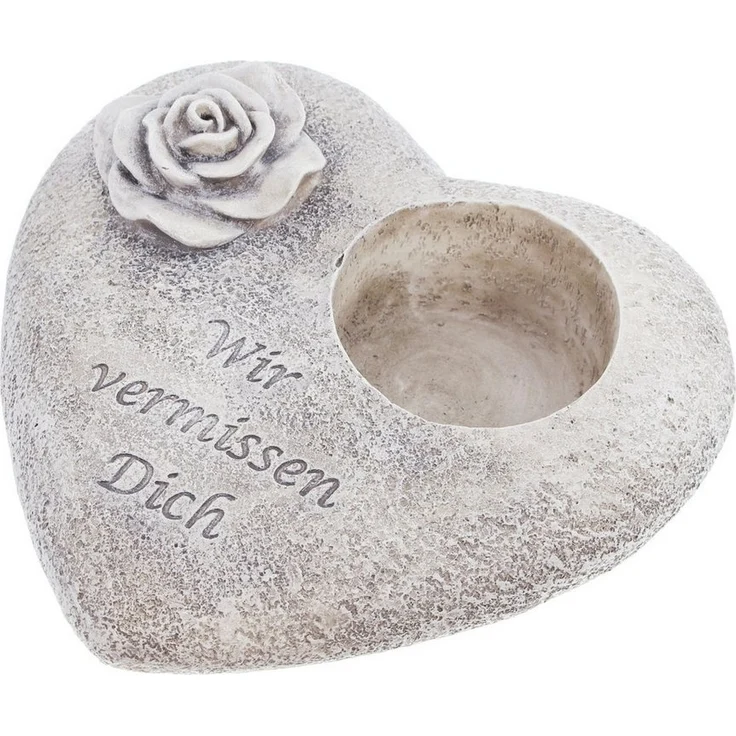 Grabschmuck Herz Liebe Deko Garten Tisch für Grab Kerze "Wir vermissen Dich" – Bild 3