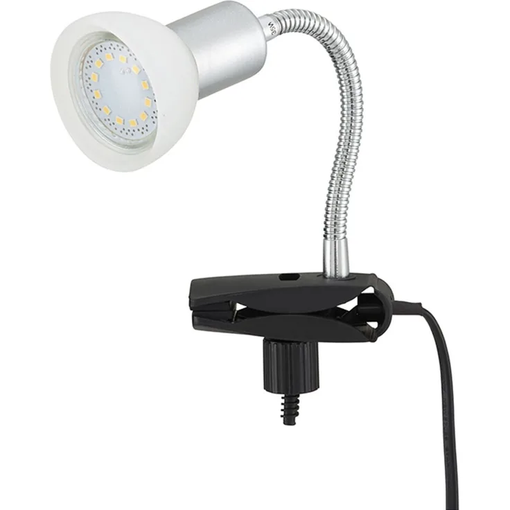 LED Tischleuchte, Flexo Arm, Metall, Glas, weiß, H 34cm