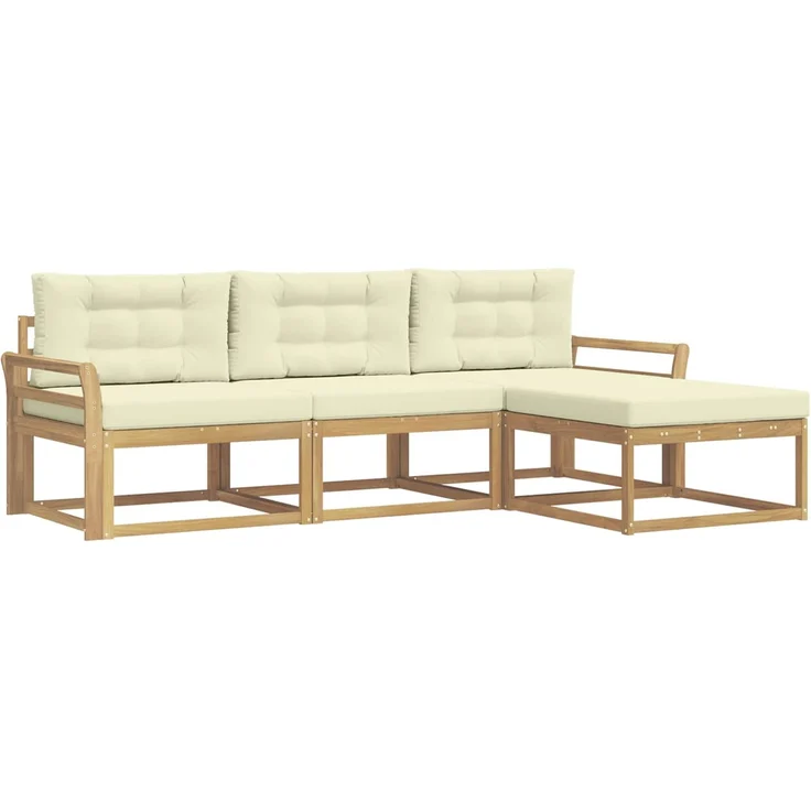 vidaXL Outdoor-Sofagarnitur mit Kissen 4 pcs Weiß und Creme Polyester 3386269 – Bild 2