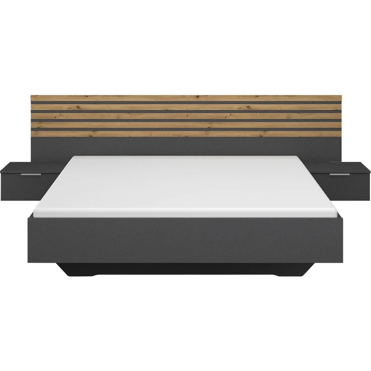 rauch Bettanlage Doppelbett Futonbett LAMELLA in schwebender Optik, (Bett 160x200 oder 180x200 cm), mit eleganter Lamellenabsetzung und 2 Hängenachttische MADE IN GERMANY – Bild 3