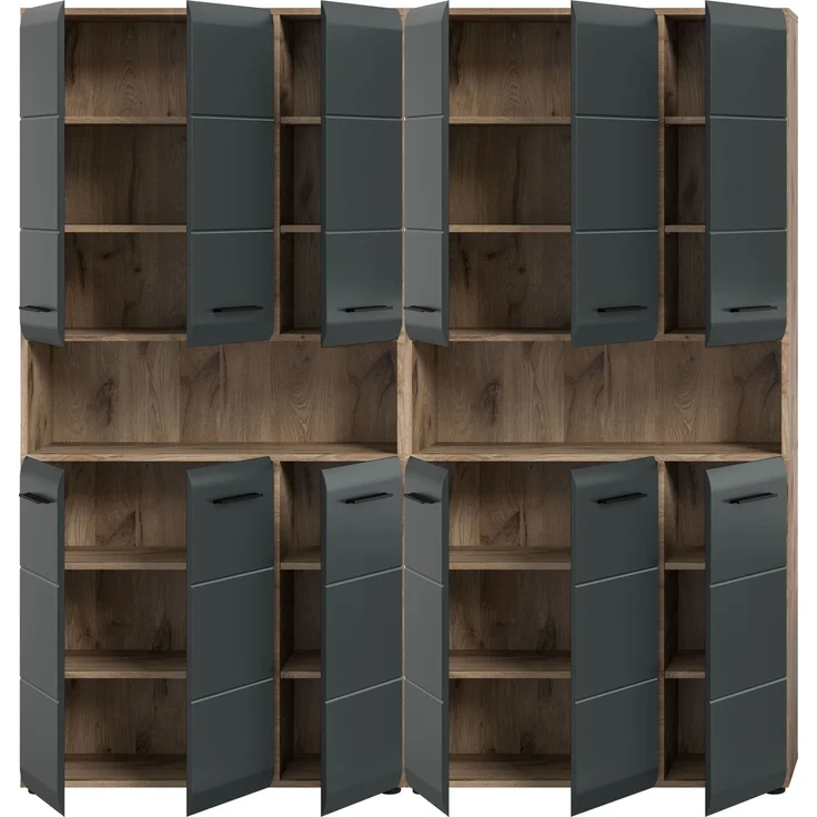 Badkombination (B/H/T: 180x185x30 cm) in schwarz matt und Nox Oak Nachbildung – Bild 3