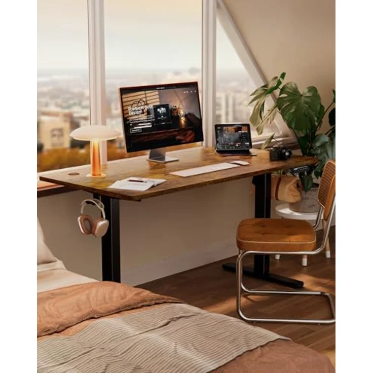 ErGear Elektrisch Höhenverstellbarer Schreibtisch 140x70 cm, Schreibtisch Höhenverstellbar mit 4 Memory-Funktion, Gaming Tisch mit Vierteilige Tischplatte – Bild 3