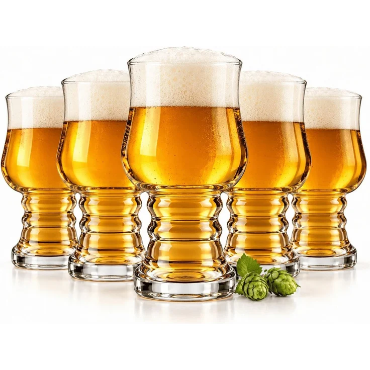 Sendez Bierglas 6er Set Biergläser 500 ml Craft Beer Gläser mit Profilfuß, 6-tlg, Glas – Bild 3