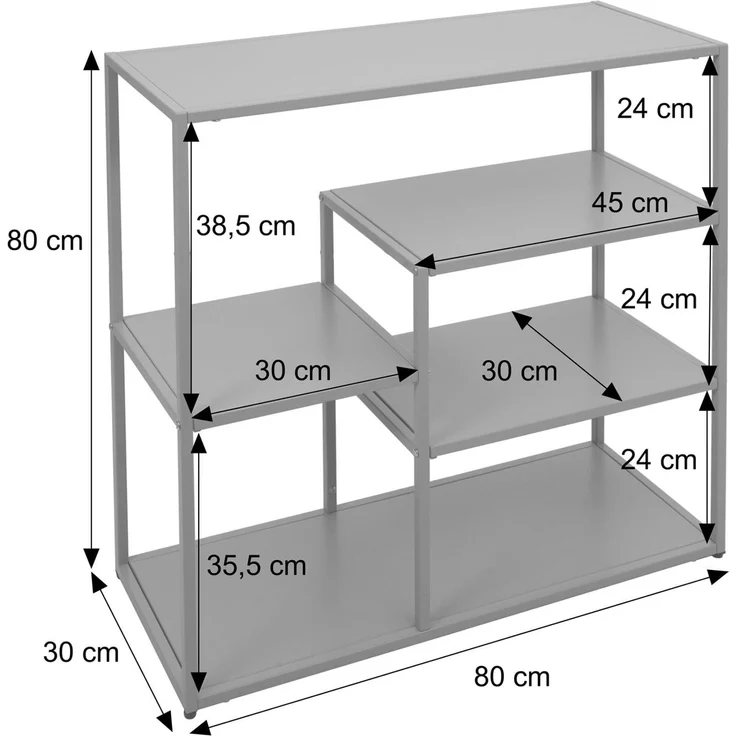 Regal HWC-P98, Wohnregal Standregal Ablageregal, Industrial Metall 80 x 80 x 30 cm ~ schwarz – Bild 3