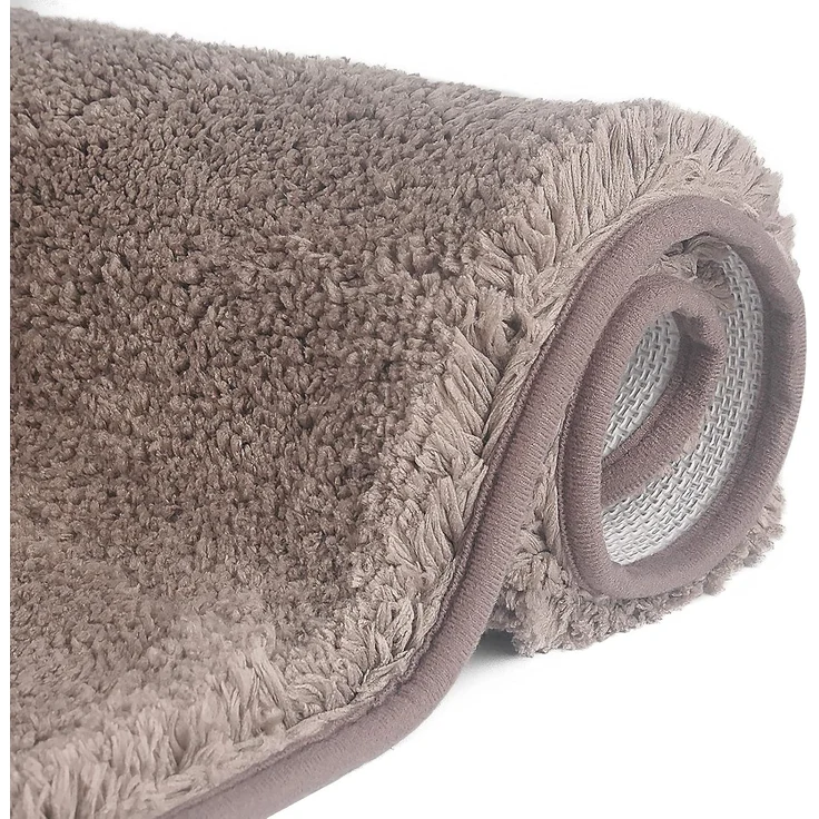 FCSDETAIL rutschfeste, Hochflor Badteppiche 60X90 cm, Maschinenwaschbare Badematte, Badvorleger mit Wasserabsorbierenden, Weichen Mikrofasern für Badewanne, Dusche und Badezimmer (Braun)