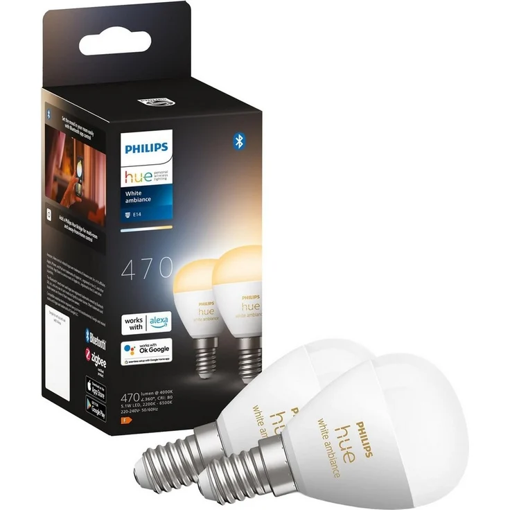 Philips Hue White Amb. E14 Luster Tropfen Doppelpack 2x470lm – Bild 2