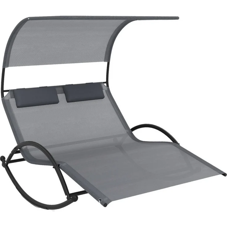 COSTWAY Gartenliege 2 Personen, mit Dach, 1 St, bis 300kg, 197x137x165 cm – Bild 1