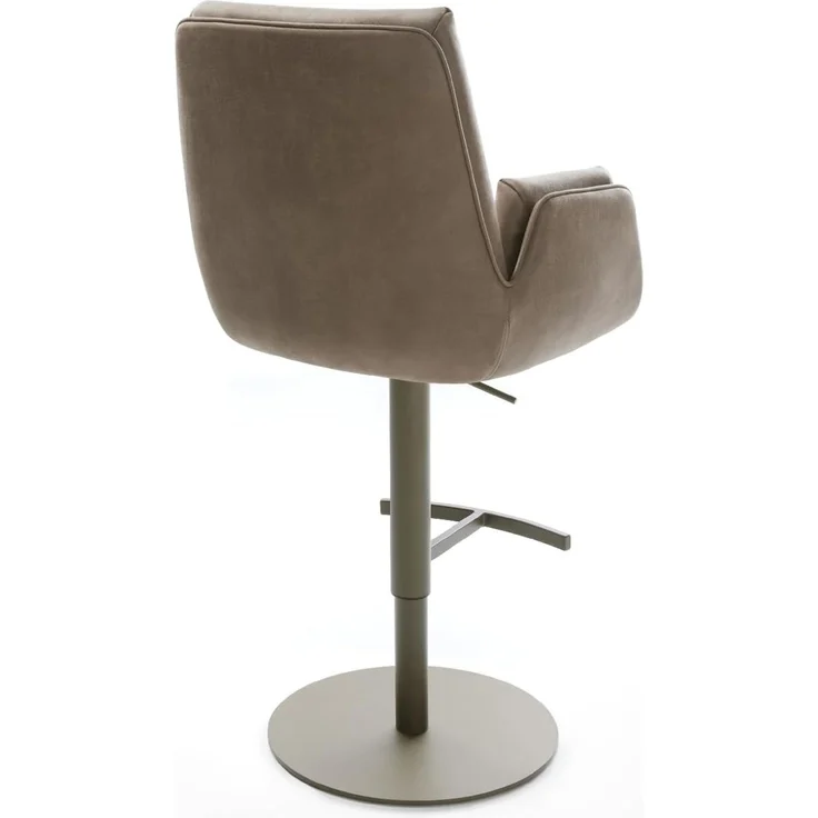 Barstuhl Clea-Flex Mikrofaser Taupe Vintage Drehfuß höhenverstellbar Metall Titanfarben – Bild 6