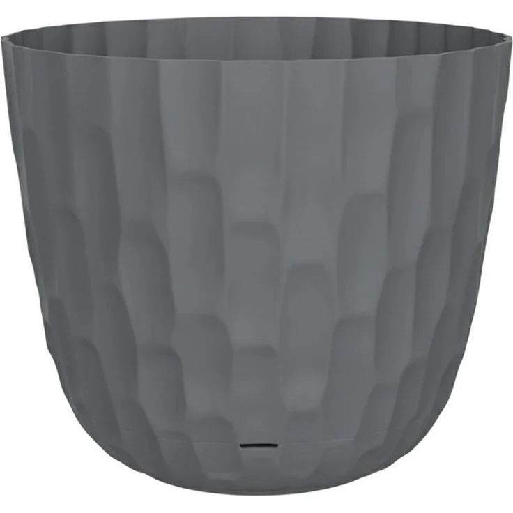 Engelland Blumentopf Pflanztopf mit Untersetzer & Bewässerungssystem (Vorteils-Set, 1 St, robuster PP-Kunststoff), Übertopf, Hammerschlag-Optik, Innen- & Außen, Wasserspeicher, rund – Bild 4
