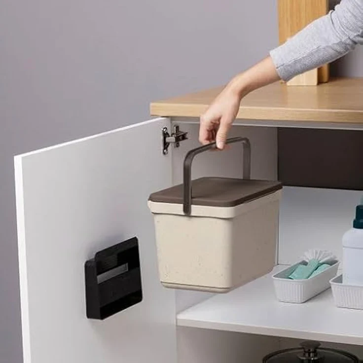 TATAY Biomülleimer Küche 6L | Organischer Abfalleimer Smart mit Halterung und Schrauben | Kompaktes und Funktionales Design | Aus 100 % recyceltem Material | 26,5 x 20,5 x 18,5 cm, Ecohome – Bild 5