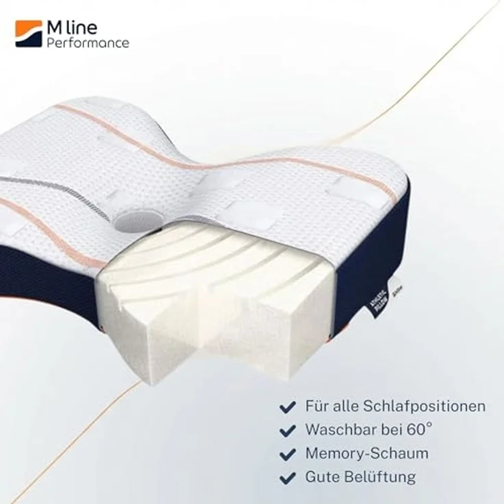 M line | Athletic Pillow | Orthopädisches Kopfkissen - Kissen Nackenschmerzen - Schmetterlingskissen mit optimaler Lüftung - 50 x 35 x 12 cm – Bild 5