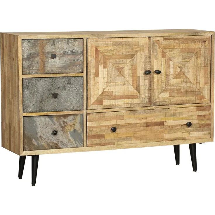Interia Home & Living Sideboard Anrichte YAMUNA - recyceltes Holz Mango, Akazie, Teak Braun 31x31x80 cm