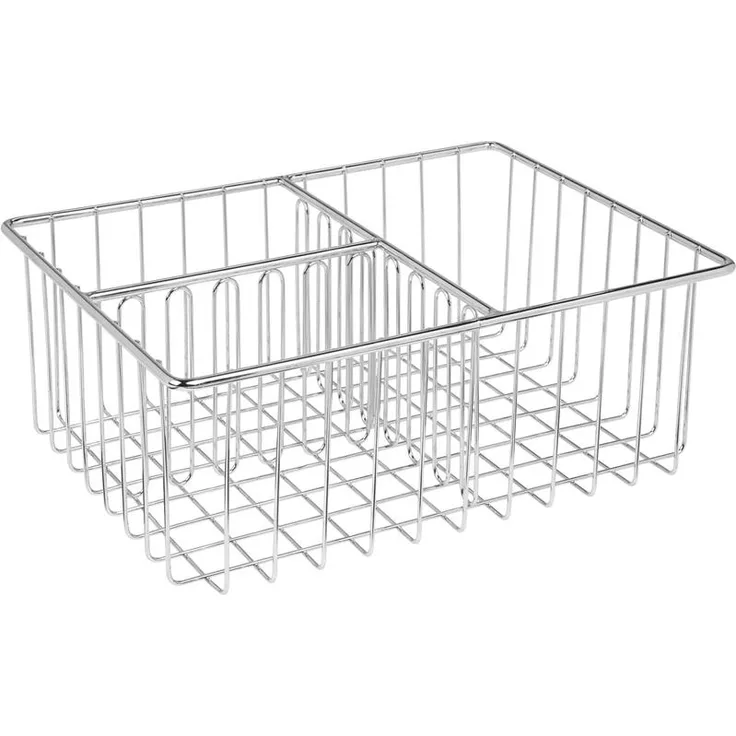 mDesign Deckelhalter Aufbewahrungskorb Metall Organizer 3 Fächer Metall Silber