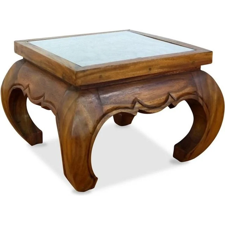 livasia Couchtisch Opiumtisch mit handgefertigter Schnitzerei, Akazie 55 x 55 x 40 cm, handgefertigt – Bild 4