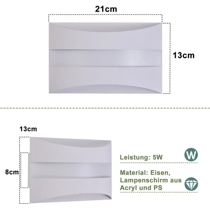 Nettlife LED Wandleuchte LED Wandleuchte Schwarz 5W 3000K, LED fest integriert, Warmweiß, für Wohnzimmer, Schlafzimmer, Flur, Treppenhaus, Arbeitszimmer – Bild 3