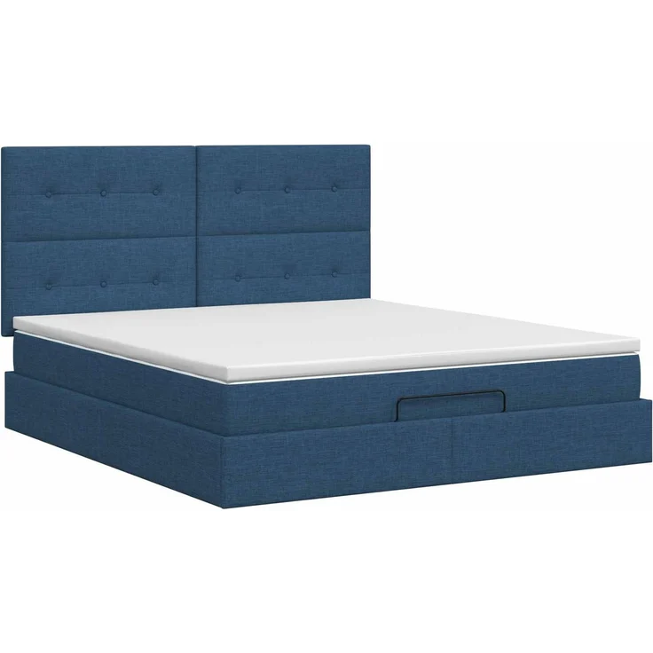 vidaXL Ottoman Bett mit Matratze mit Kopfteil Blau 180 x 200 cm Stoff 3457514 – Bild 5