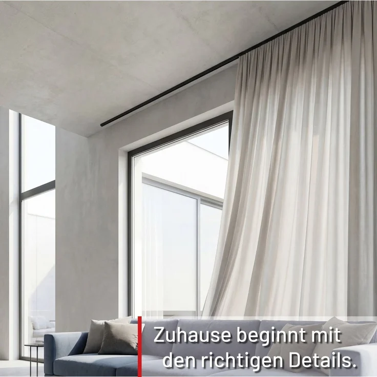 Deco-Raum® 'Square' Gardinenschiene, Aluminium, 370 cm, Schwarz – Bild 8