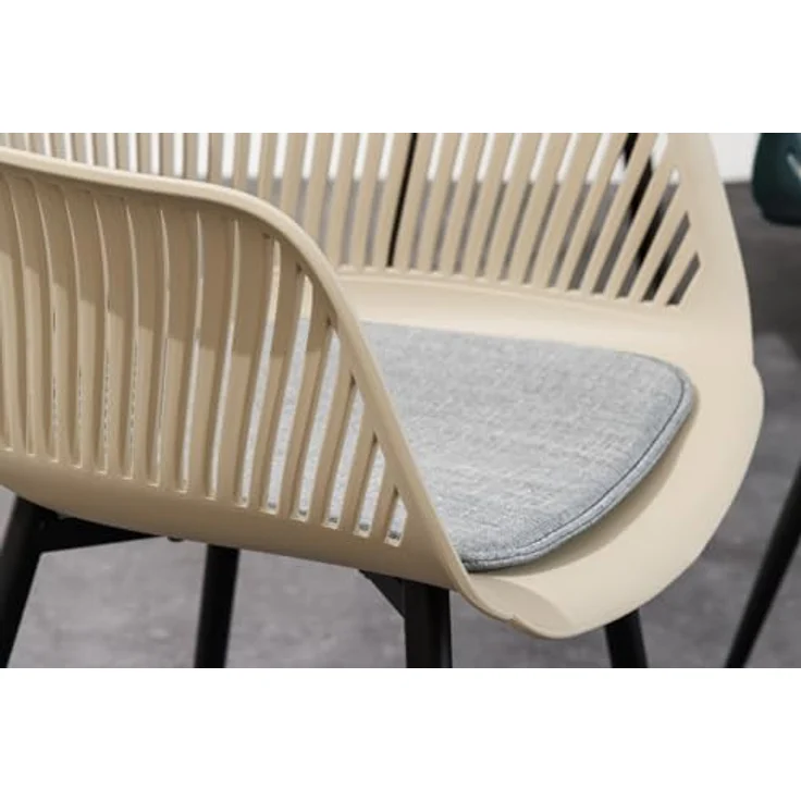 riess-ambiente SIGNUM 4-Fußstuhl greige/schwarz, Kunststoff, Indoor/Outdoor, mit Armlehnen, Esszimmer- und Gartenstuhl – Bild 5