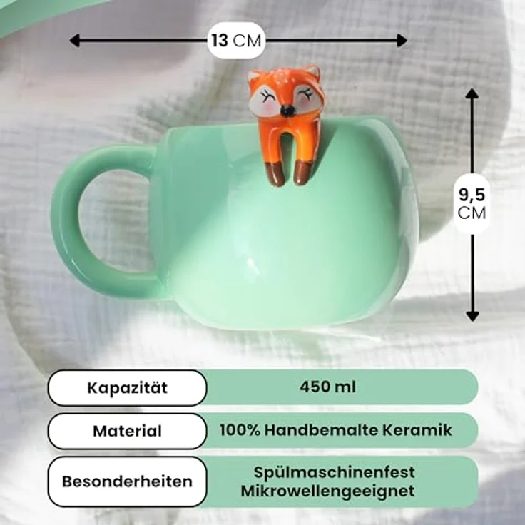 Winkee Becher Pet Friends Kaffeebecher Fuchs, Keramik – Bild 5