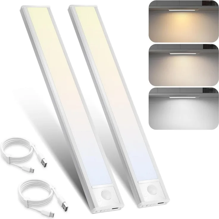 Nettlife LED Unterbauleuchte Bewegungsmelder dimmbar 20/30/40 cm wählbar USB Schrankbeleuchtung, LED fest integriert, 3 Farbtemperatur Aufladbar Schrankleuchte für Flur Cabinet