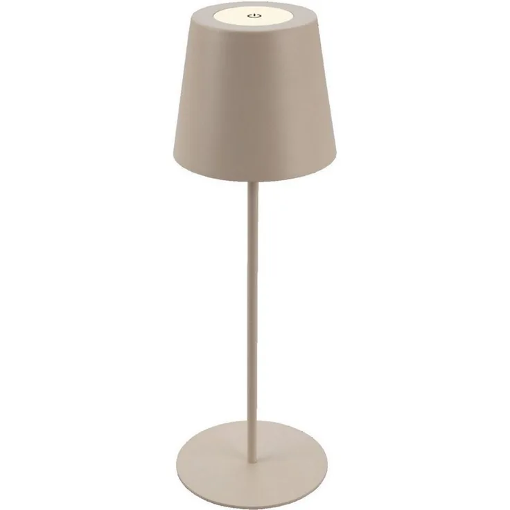 TRANGO LED Tischleuchte, Beige LED Tischlampe 2017-03C kabellos & Touch stufenlos dimmbar 3 Watt 2700K warmweiß IP44 Spritzwassergeschützt Tischleuchte Akku Aufladbar, für Schlafzimmer Garten Restaurant Bar Terrasse Camping