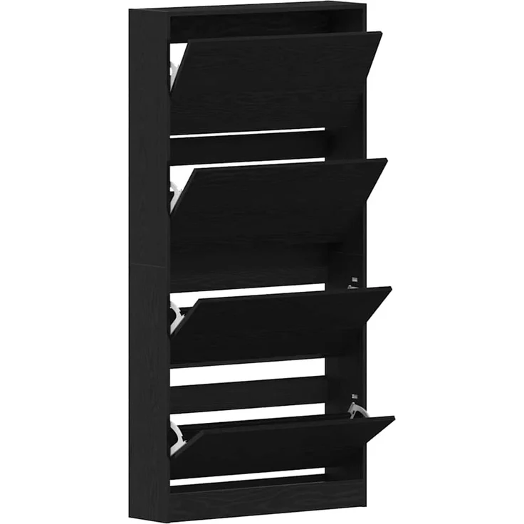 vidaXL Schuhschrank mit Regal Schwarz Eichen-Optik 80 x 21 x 163,5 cm 3334027 – Bild 4