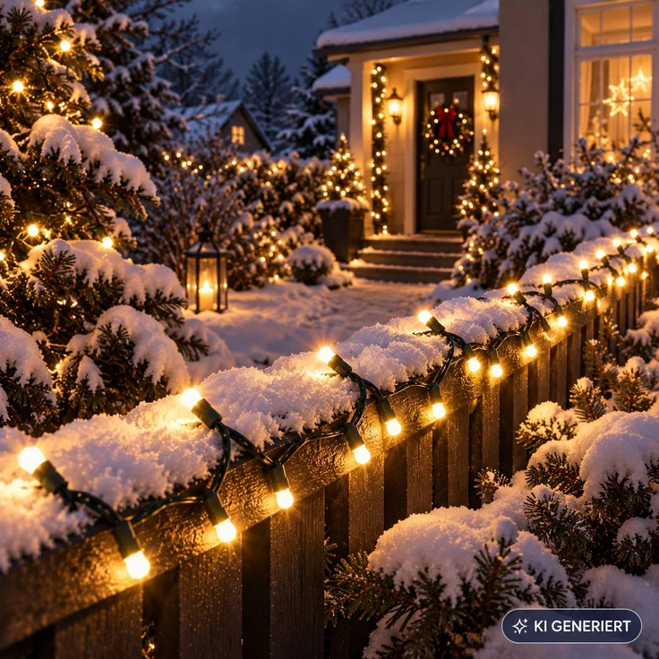 50er LED Solar Lichterkette Weihnachtsbeleuchtung warmweiß – Bild 1
