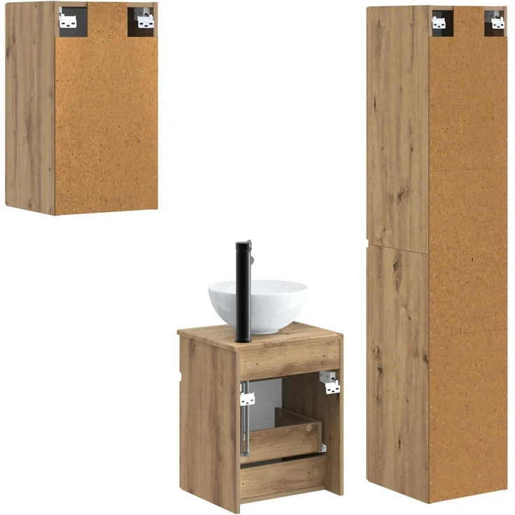 vidaXL Badezimmerschrank-Set 3 stk. Artisan-Eiche 33 x 34,5 x 160 cm 3406092 – Bild 7