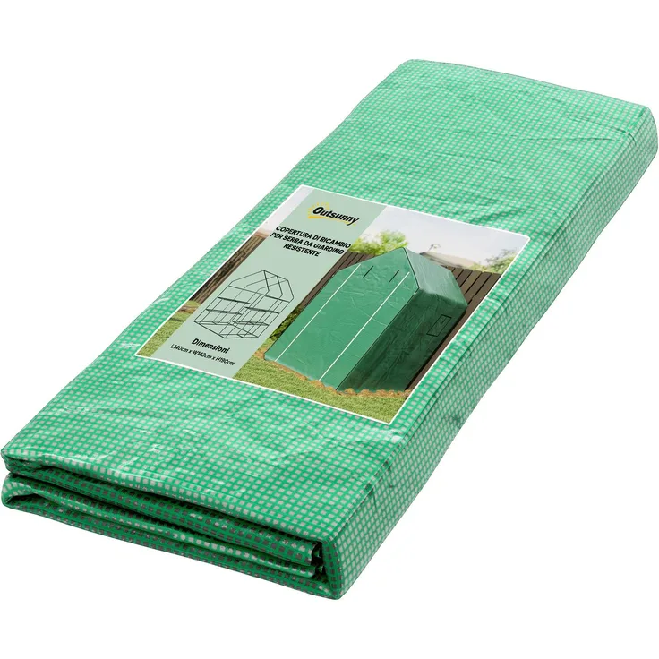 PE-Abdeckung für Gartengewächshaus mit Flügeltür und Fenstern, 140.0×143.0×190.0cm, Grün, MELAYR