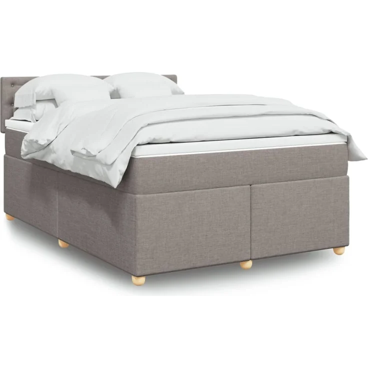vidaXL Boxspringbett mit Matratze Taupe 140x200 cm Stoff 3289021 – Bild 1