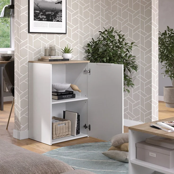Kommode Wido Weiß 50 x 80 cm mit Regal Vicco – Bild 5