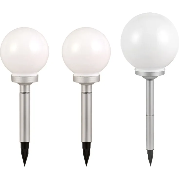 3er Set LED Kugel Solarleuchten, Durchmesser 2x15 cm, 1x20 cm