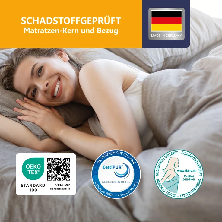 Kaltschaummatratze High Relax ergonomischer Schlaf wie im Luxus-Hotel, Beco, 21 cm hoch, Qualität 100% Made in Germany, 100x200 cm, Härtegrad H4 – Bild 3