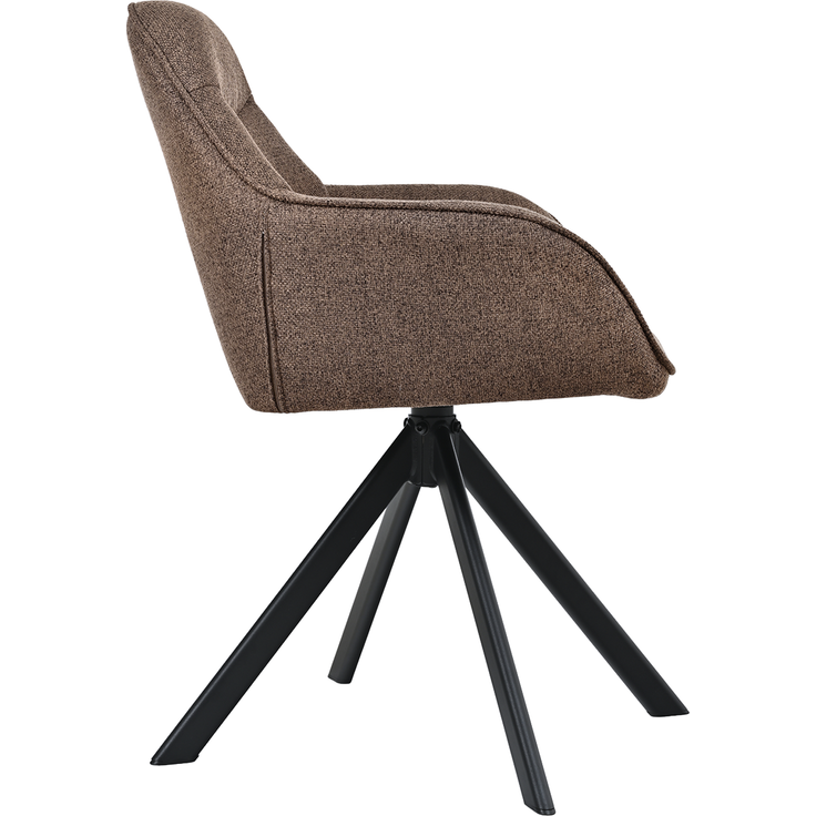 GOEURVANT 1370 Esszimmerstühle 4er-Set mit Armlehnen, 360° Drehbar, Webstoff - Mokkabraun – Bild 3