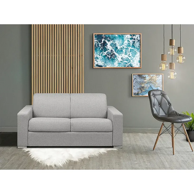 Schlafsofa 2-Sitzer Stoff CALITO - Grau - Liegefläche: 120 cm - Matratzenhöhe: 14 cm