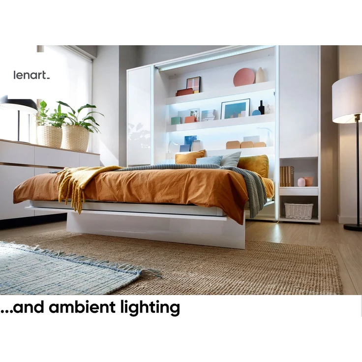 MEBLINI Schrankbett Bed Concept - BC-12 - 160x200cm Vertikal - Kaschmir mit Matratze - Wandbett mit Lattenrost - Klappbett mit Schrank - Wandklappbett - Murphy Bed - Bettschrank – Bild 6