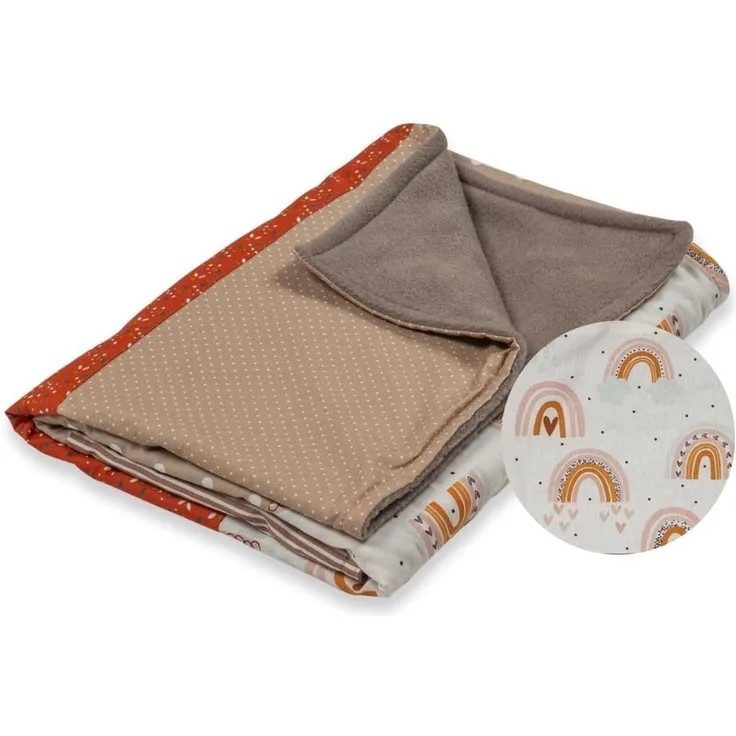 ULLENBOOM ® Babydecke 70x100 cm, Regenbogen (Made in EU) - Aus Baumwolle & flauschigem Fleece (OEKO-TEX Standard), Baby Decke Neugeborenen, ideal als Kinderwagendecke oder Kuscheldecke