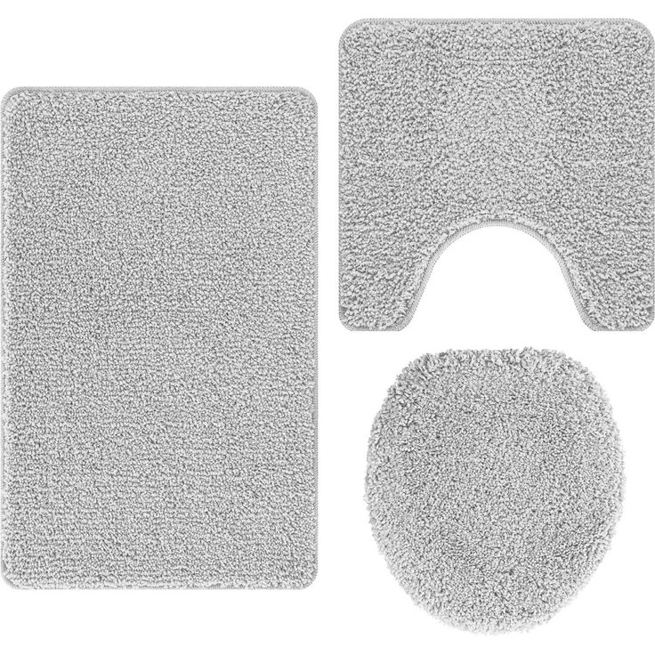 vidaXL Anti-Rutsch Badematten-Set 3 pcs Grau PP 4019865 – Bild 1