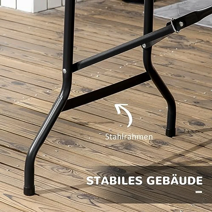 Outsunny Klapp-Gartentisch, dunkelgrau, 180x75.5x73 cm, aus Metall und Kunststoff, für 6 Personen, wetterbeständig und pflegeleicht – Bild 7