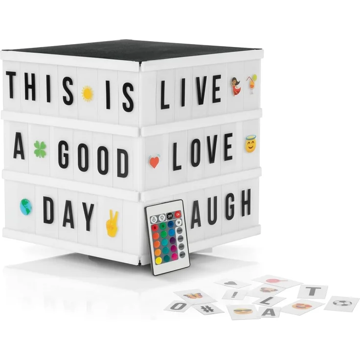 EASYmaxx LED Dekolicht LED-Leuchtkasten Würfel 173 Buchstaben & 150 Moodjis – Bild 1