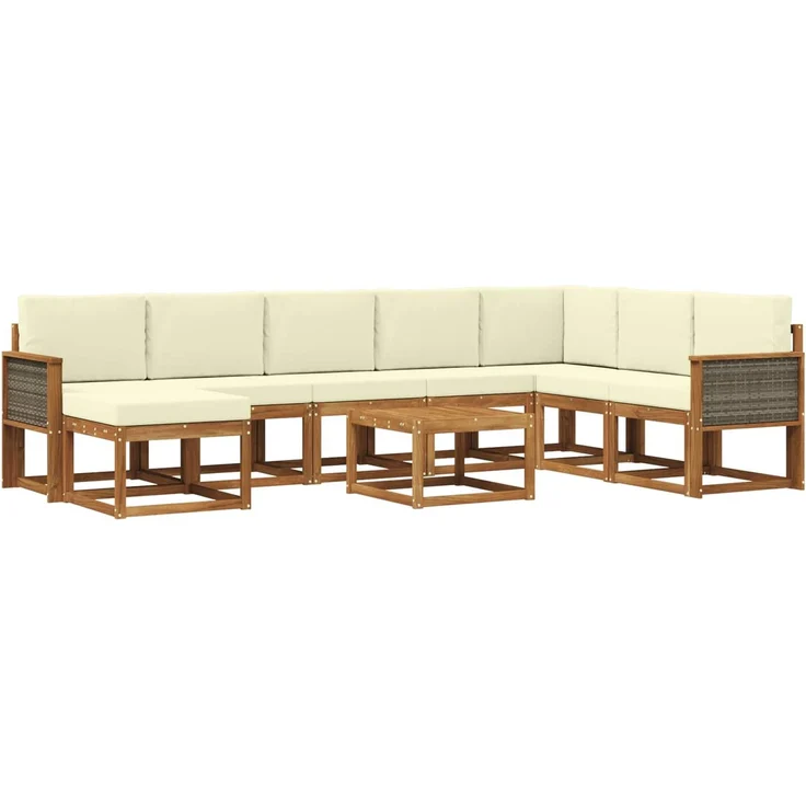 vidaXL Outdoor-Sofagarnitur 9 stk. 8-Sitzer Natur und Creme 3385466 – Bild 2