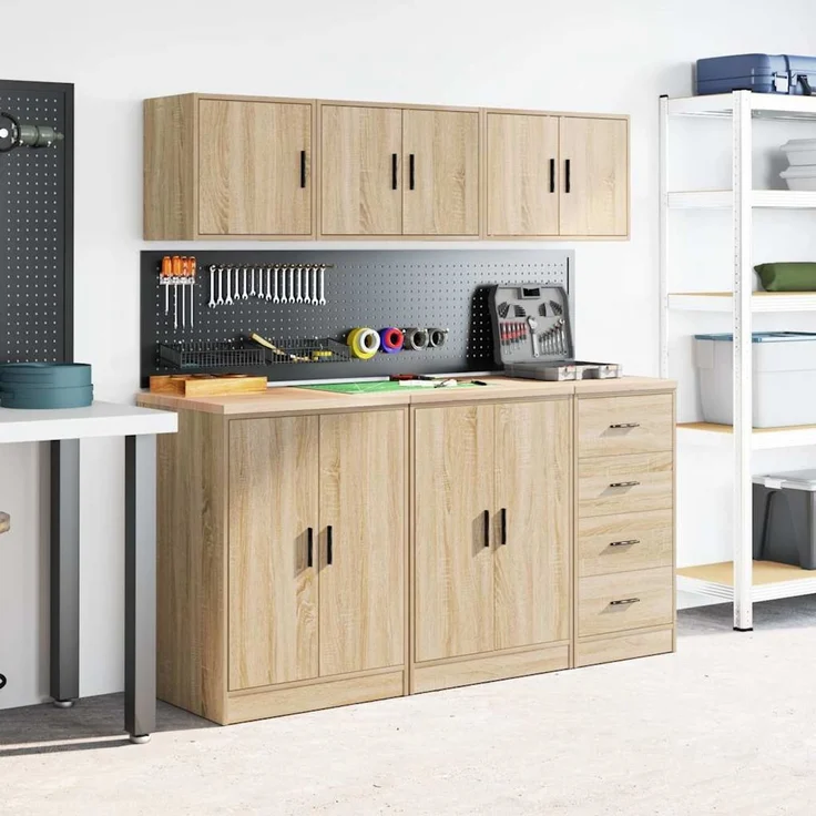vidaXL Garagen-Wandschrank Sonoma-Eiche Holzwerkstoff 860647 – Bild 3