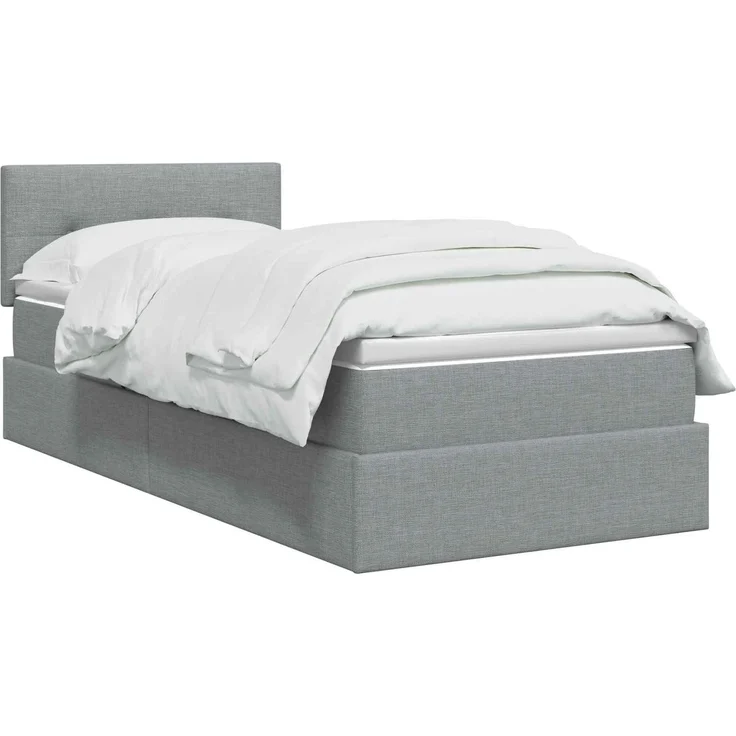 vidaXL LED-Speicherbett mit Matratze Hellgrau 90 x 190 cm Stoff 3459030 – Bild 3