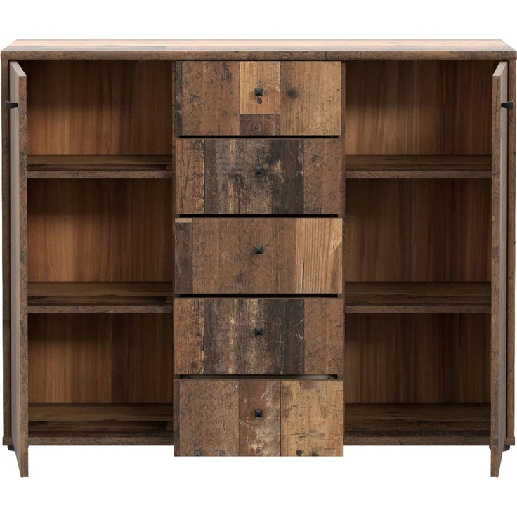Sideboard >TEMPRA2< 2 Türen, 5 Schübe, Old-Wood Vintage Dekor - 108,8x85,5x34,8cm (BxHxT) – Bild 5
